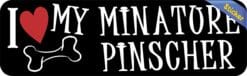 10in x 3in I Love My Miniature Pinscher Bumper Sticker