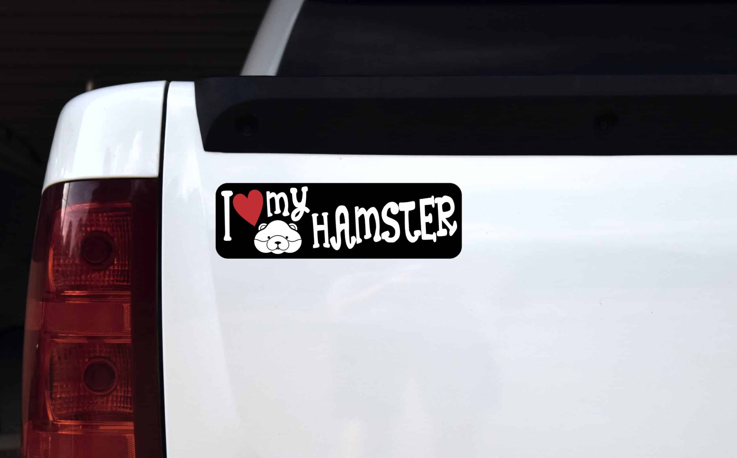 10in x 3in I Love My Hamster Bumper Sticker