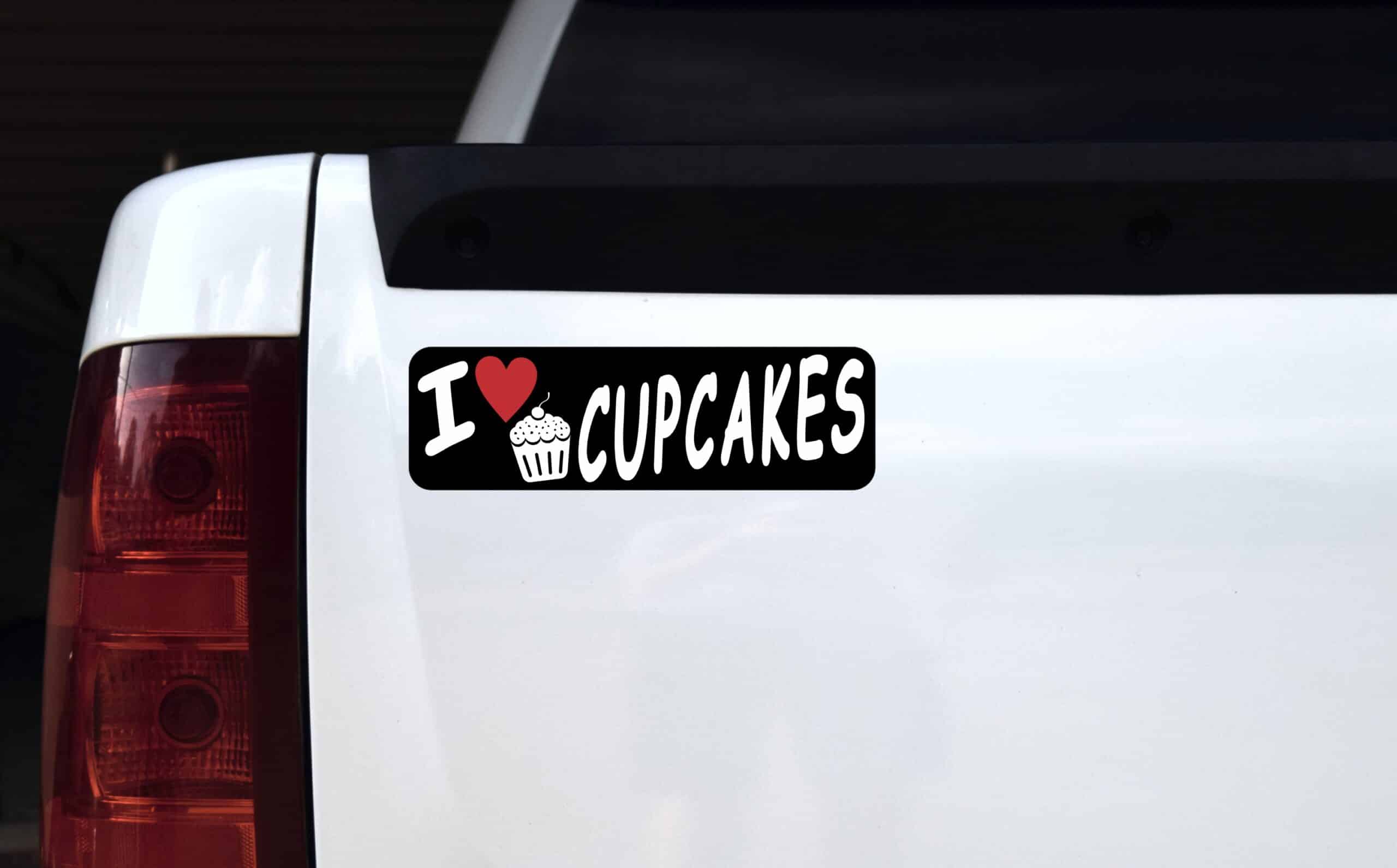 10in x 3in I Love Cupcakes Bumper Sticker