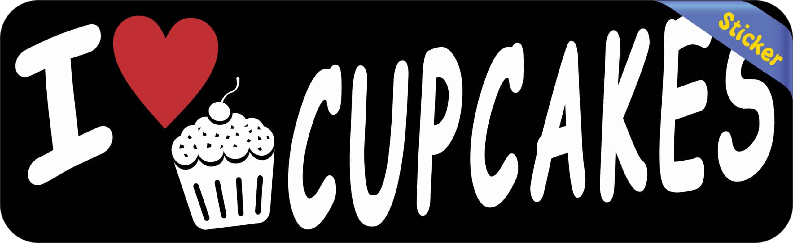 10in x 3in I Love Cupcakes Bumper Sticker