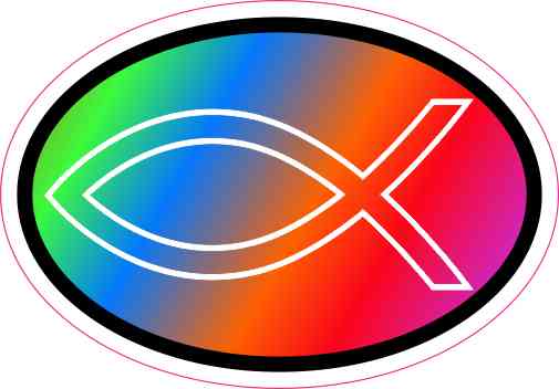 Oval Christian Fish Sticker