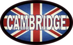 Oval UK Flag Cambridge Sticker