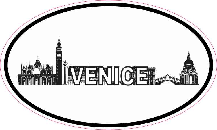 Oval Venice Skyline Sticker