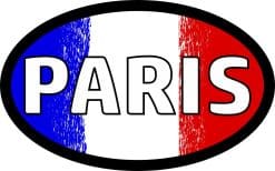4in x 2.5in Oval French Flag Paris Sticker