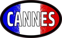 Oval French Flag Cannes Sticker
