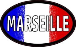 Oval French Flag Marseille Sticker