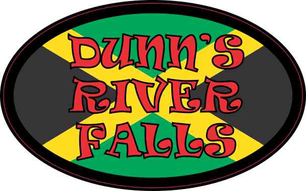 Oval Jamaican Flag Dunn's River Falls Sticker