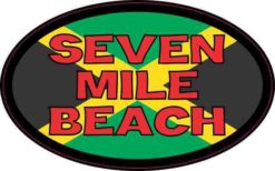 4in x 2.5in Oval Jamaican Flag Seven Mile Beach Sticker