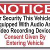 Notice Vehicle Is Equipped With Audio and Video Recording Devices Sticker
