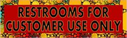 Red and Orange Restrooms for Customer Use Only Sticker