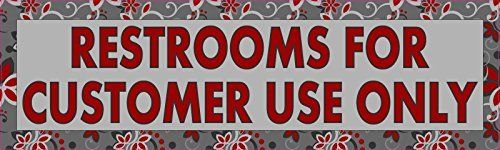 Red Floral Restrooms for Customer Use Only Magnet