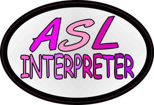 Oval ASL Interpreter Sticker