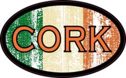 Oval Irish Flag Cork Sticker