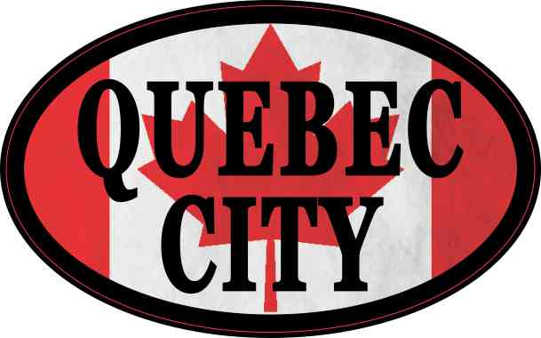 Oval Canadian Flag Quebec City Sticker