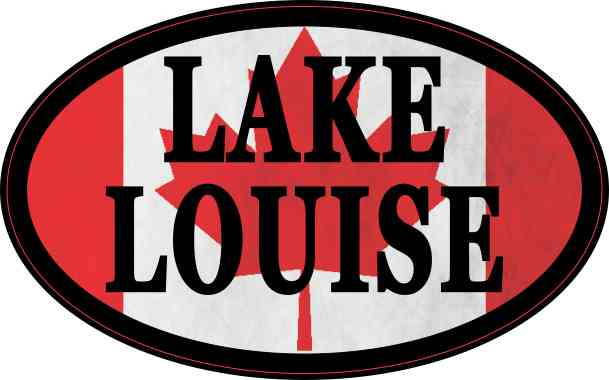 Oval Canadian Flag Lake Louise Sticker