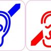 Blue and Red Deaf Symbol Magnet