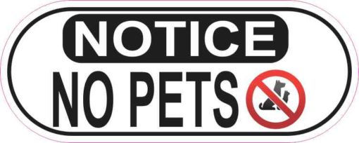 Oblong Notice No Pets Sticker