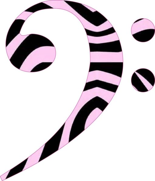 Pink Zebra Print Bass Clef Sticker