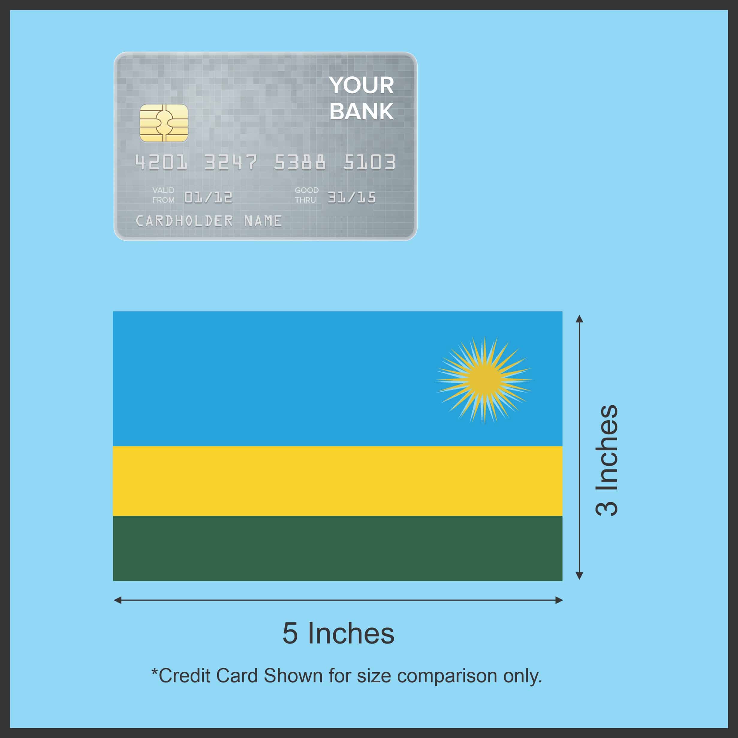 5in x 3in Rwandan Flag Sticker - Image 6
