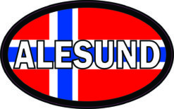 Oval Norwegian Flag Alesund Sticker