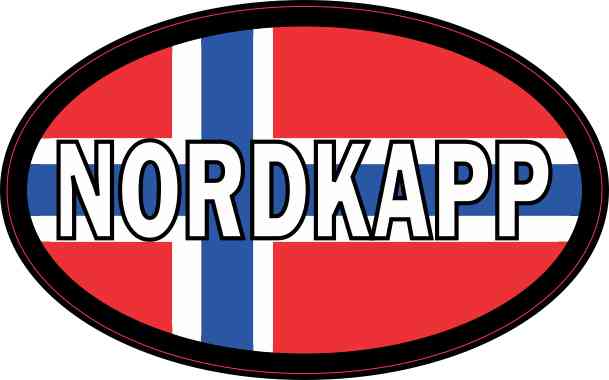 Oval Norwegian Flag Nordkapp Sticker