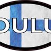 Oval Finnish Flag Oulu Sticker