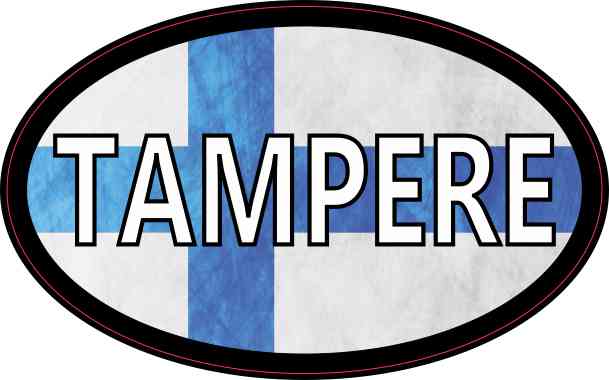 Oval Finnish Flag Tampere Sticker