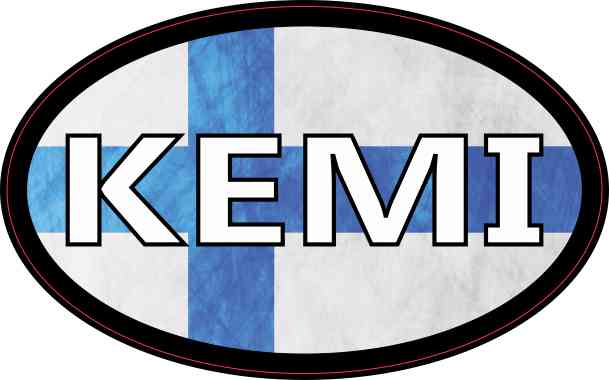 Oval Finnish Flag Kemi Sticker