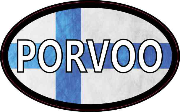 Oval Finnish Flag Porvoo Sticker