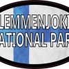 Oval Finnish Flag Lemmenjoki National Park Sticker
