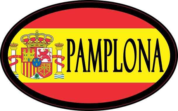 Oval Spanish Flag Pamplona Sticker
