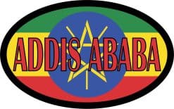 4in x 2.5in Oval Ethiopian Flag Addis Ababa Sticker