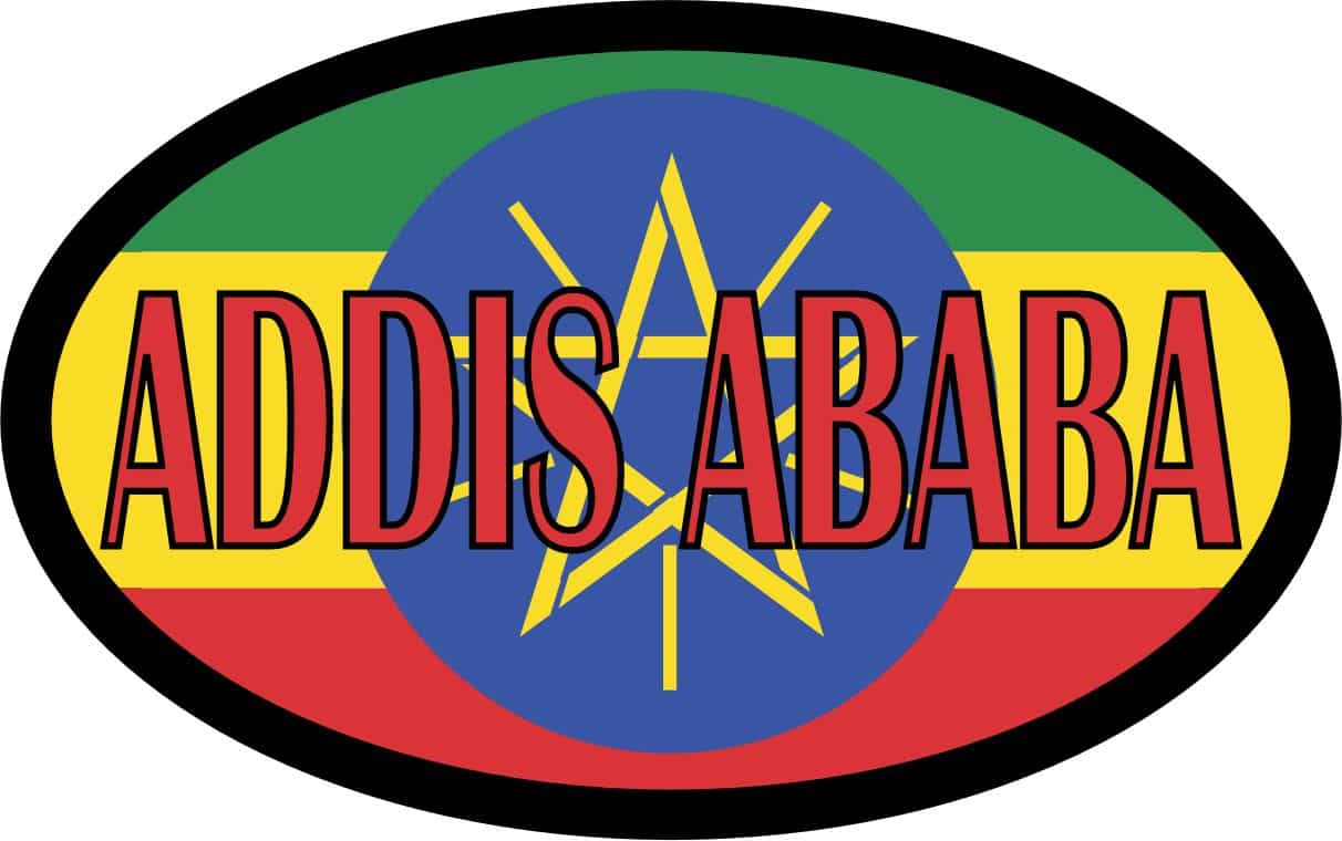 4in x 2.5in Oval Ethiopian Flag Addis Ababa Sticker