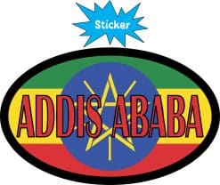 Alternative view of 4in x 2.5in Oval Ethiopian Flag Addis Ababa Sticker