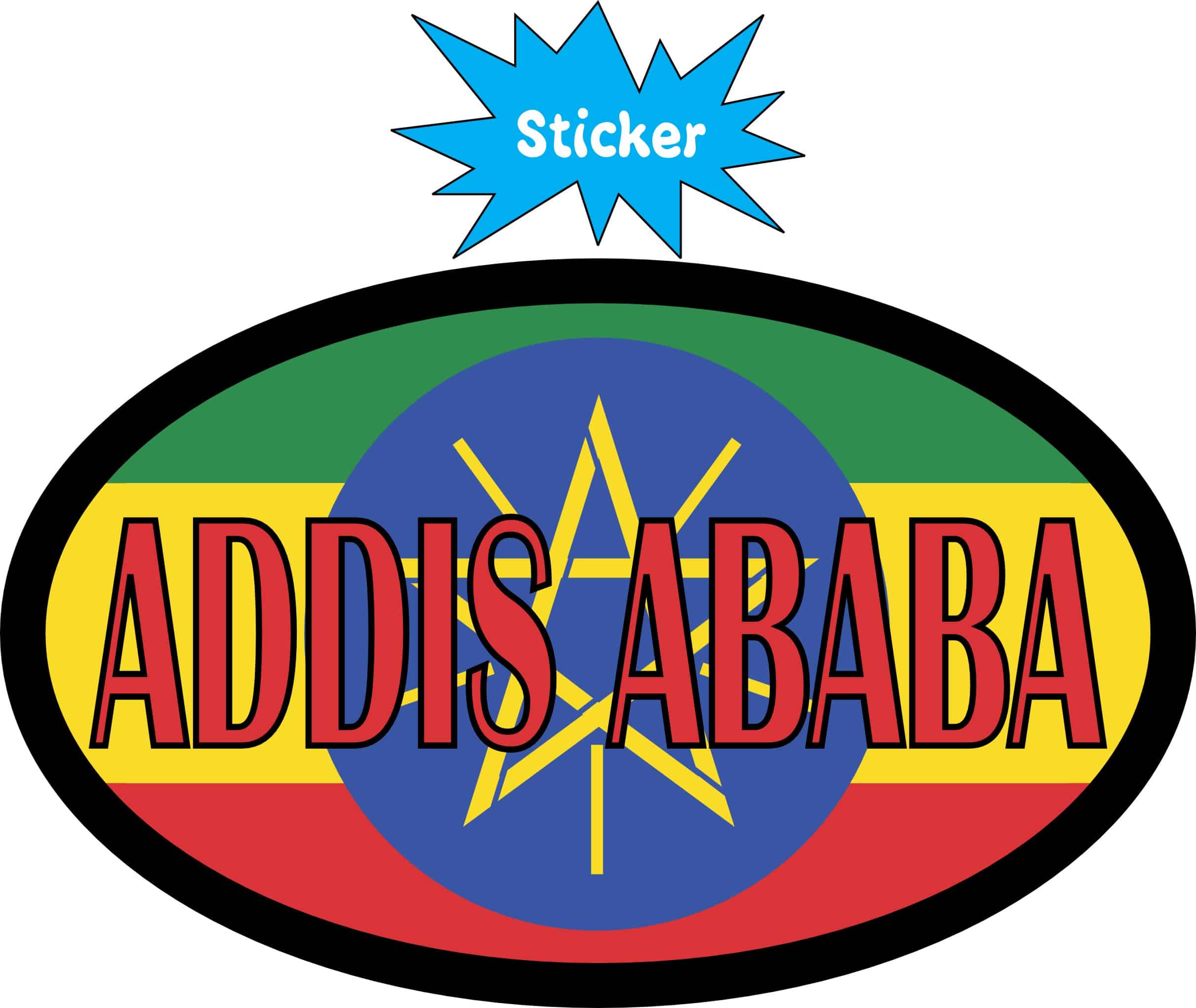 4in x 2.5in Oval Ethiopian Flag Addis Ababa Sticker - Image 2