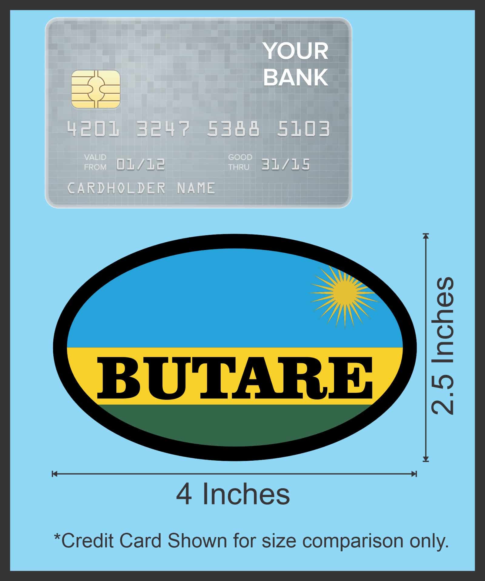 4in x 2.5in Oval Rwandan Flag Butare Sticker - Image 6