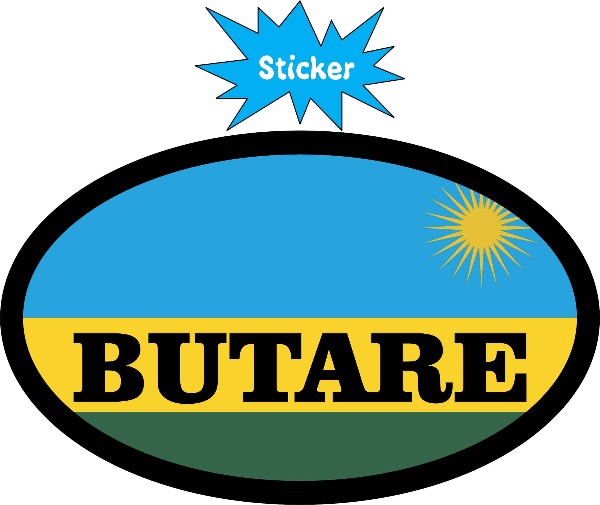 4in x 2.5in Oval Rwandan Flag Butare Sticker - Image 2