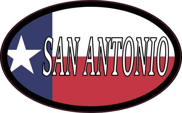 Oval Texan Flag San Antonio Sticker