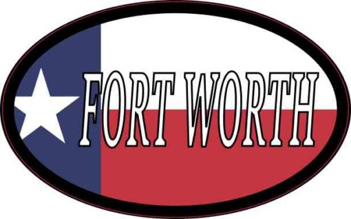 Oval Texan Flag Fort Worth Sticker