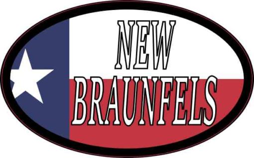 Oval Texan Flag New Braunfels Sticker