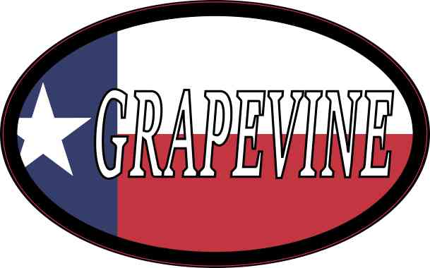 Oval Texan Flag Grapevine Sticker