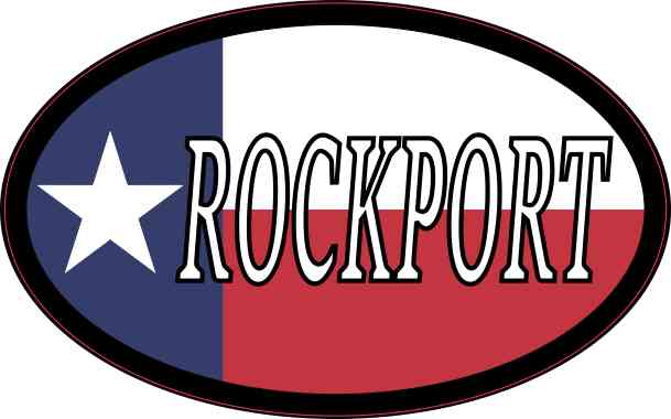 Oval Texan Flag Rockport Sticker