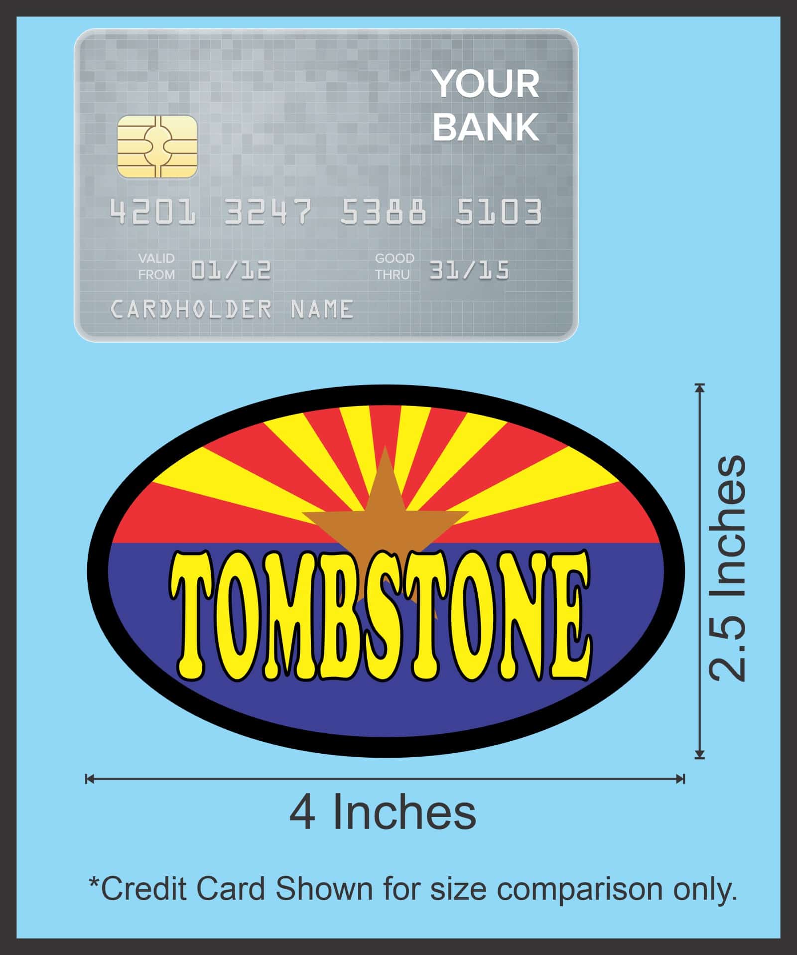 4in x 2.5in Oval Arizonan Flag Tombstone Sticker - Image 7