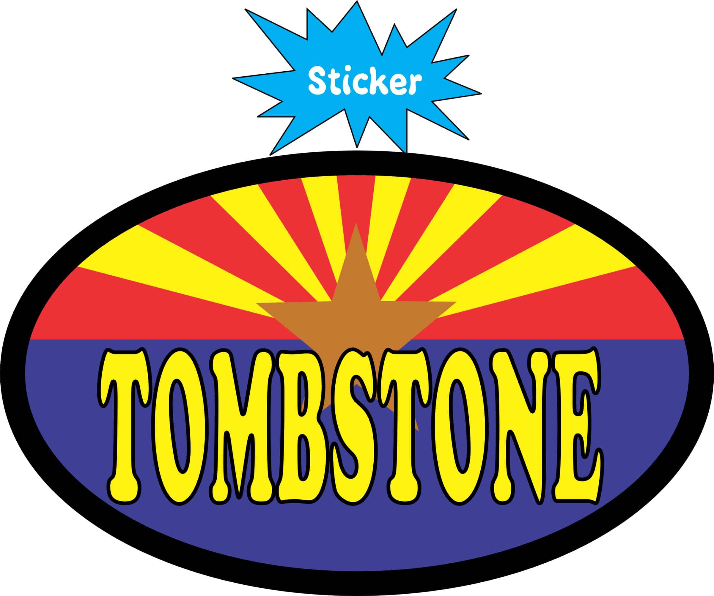 4in x 2.5in Oval Arizonan Flag Tombstone Sticker - Image 2