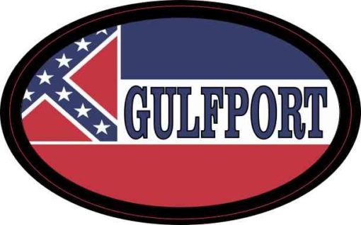 Oval Mississippi Flag Gulfport Sticker