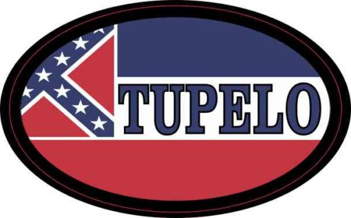 Oval Mississippi Flag Tupelo Sticker