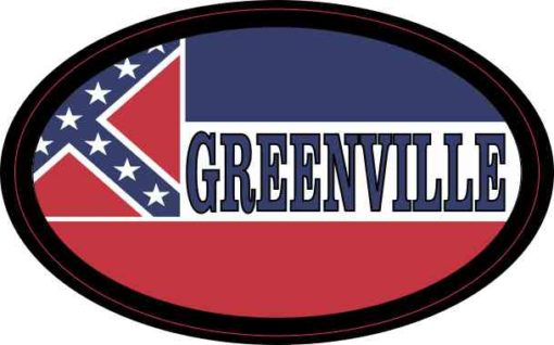 Oval Mississippi Flag Greenville Sticker