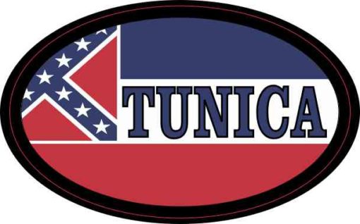 Oval Mississippi Flag Tunica Sticker