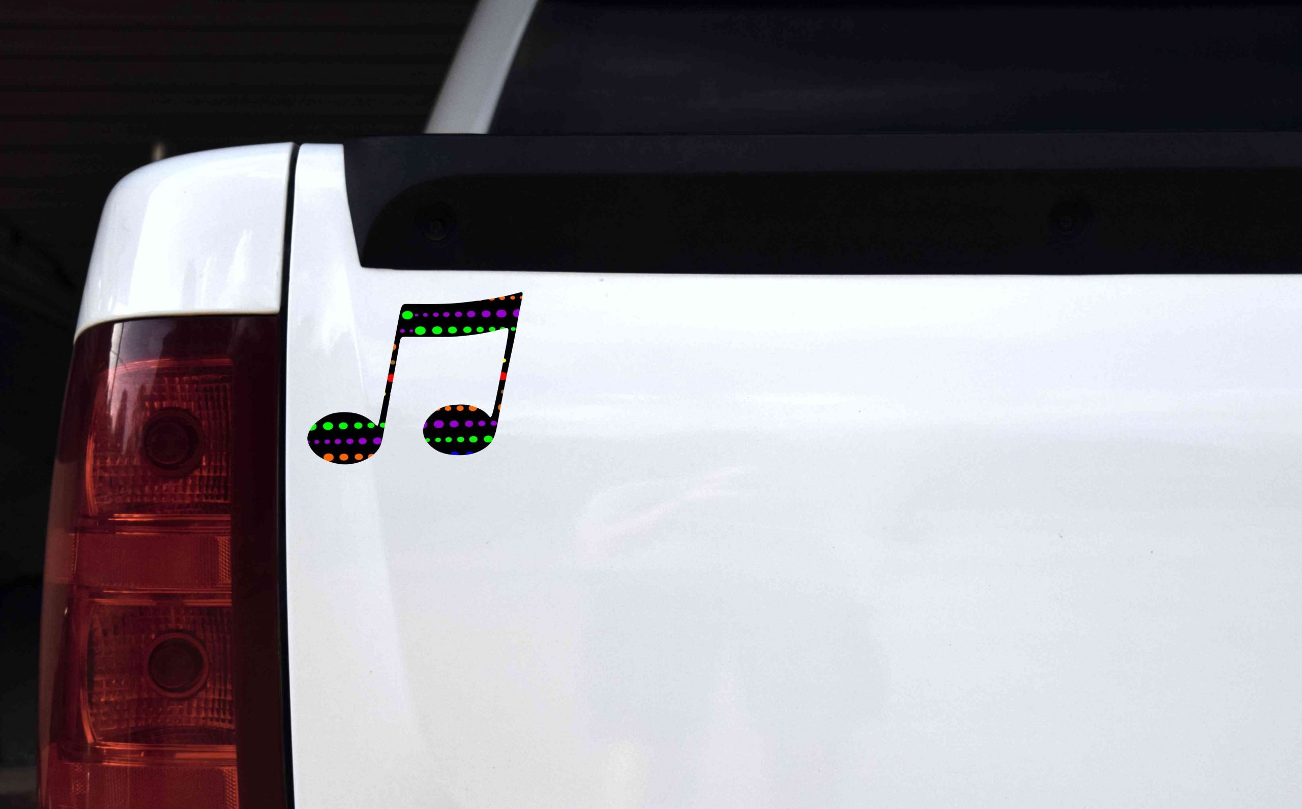5in x 4in Colorful Polka Dots Double Eighth Note Sticker - Image 2
