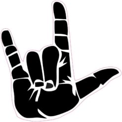 Black and White ASL I Love You Sticker